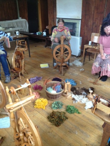 Hand-spinning course, dye to spin week, Wild Rose Escapes